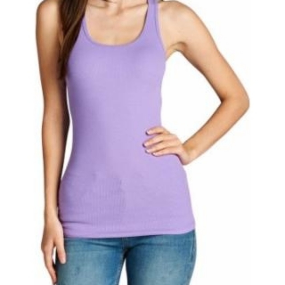 Purple Ribbed Knit Tank Top